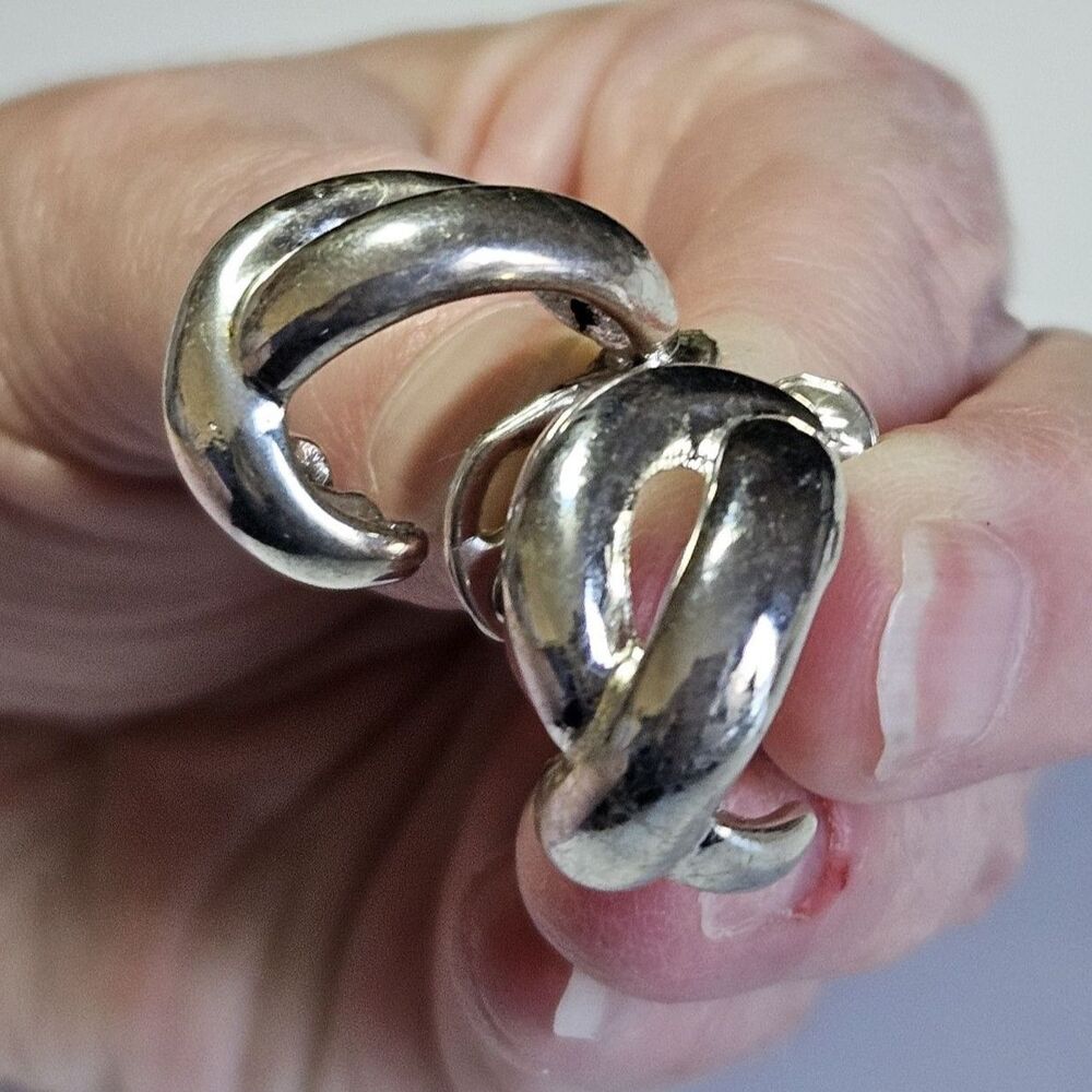 TJG The Jewelry Group Vintage Silver Tone Clip On Abstract Swirl Earrings